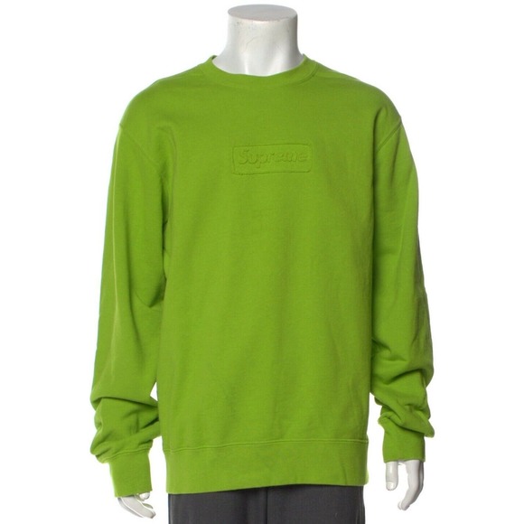 Supreme Cutout Box Lox Sweatshirt Men Size Large Acid Green Pullover SS20 Neon - Picture 1 of 5
